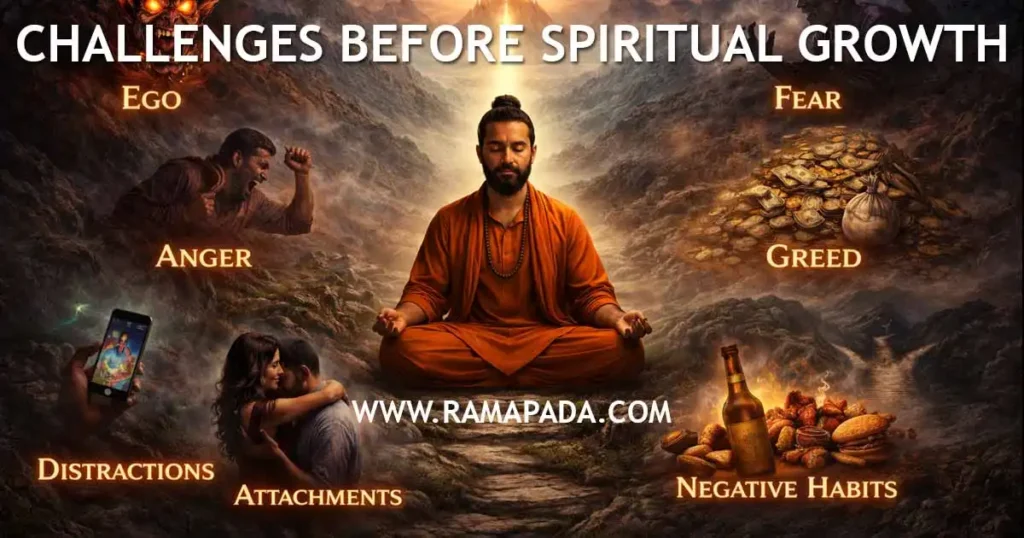 spiritual growth challenges ego anger. fear attachments distractions inner transformation journey